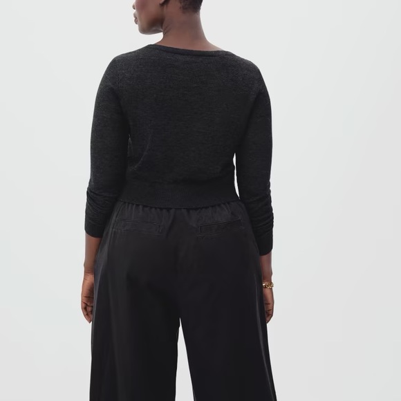 EVERLANE The Featherweight Alpaca Cardigan Heathered Black Button Up NEW - Picture 4 of 7